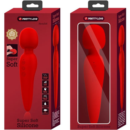 Massaggiatore Pretty Love Meredith con 12 modalità di vibrazione, colore rosso, design ergonomico e tecnologia avanzata.