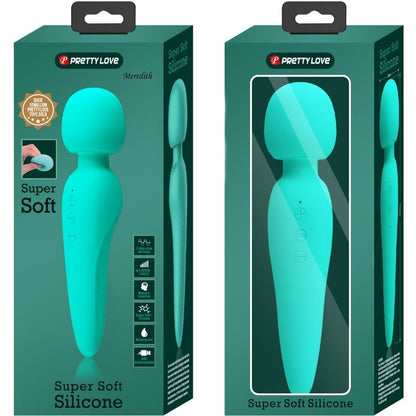 Massaggiatore Pretty Love Meredith verde acqua con 12 modalità di vibrazione, design ergonomico, ideale per relax e benessere.