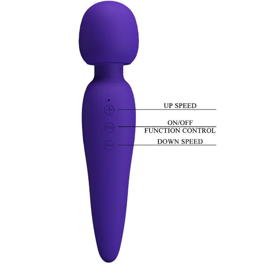 Massaggiatore PRETTY LOVE Meredith con 12 modalità di vibrazione, colore viola, dispositivo di massaggio per il benessere.