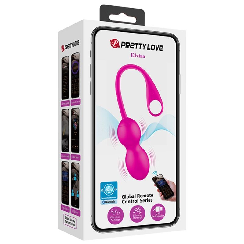 Sfere vibranti ricaricabili PRETTY LOVE SMART Elvira rosa, dispositivo di piacere con design elegante e funzionalità avanzate