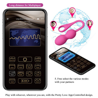 Sfere vibranti ricaricabili Pretty Love Elvira rosa, prodotto della linea Pretty Love Smart, con superficie liscia e design ergonomico.