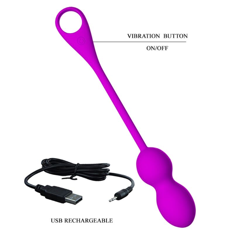 Sfere vibranti ricaricabili Pretty Love Elvira viola, dispositivo di stimolazione con design elegante e funzionalità avanzate.
