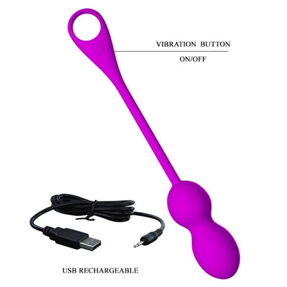 Sfere vibranti ricaricabili Pretty Love Elvira viola, dispositivo di stimolazione con design elegante e funzionalità avanzate.