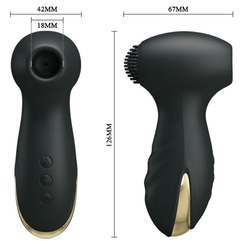 Vibratore PRETTY LOVE SMART con funzione di stimolazione a martello, vibrazioni e aspirazione, in dettaglio sulla superficie.