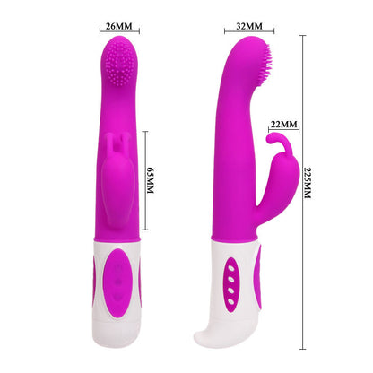 Coniglio viola Pretty Love Smart Hugh, giocattolo erotico in silicone con dettagli realistici, marca Pretty Love Smart.
