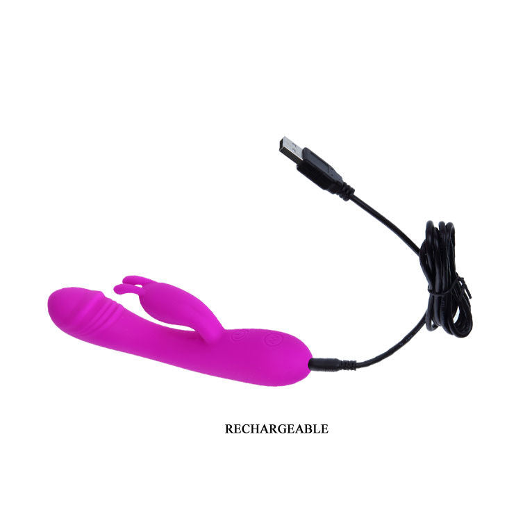 Vibratore intelligente PRETTY LOVE con coniglio, 30 modalità di vibrazione, dettagli realistici, design ergonomico e resistente.