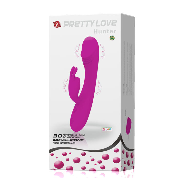 Vibratore Smart con coniglio PRETTY LOVE, 30 modalità di vibrazione, design elegante e dettagli realistici.