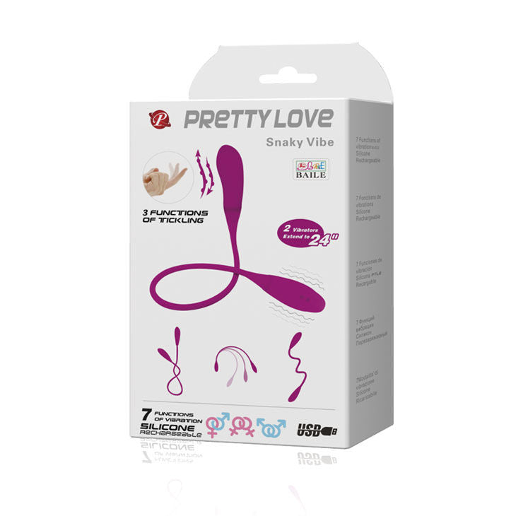 Vibratore Smart Snaky Vibe 7 V con 3 solletti, prodotto di marca Pretty Love Smart, con dettagli e forma ergonomica.