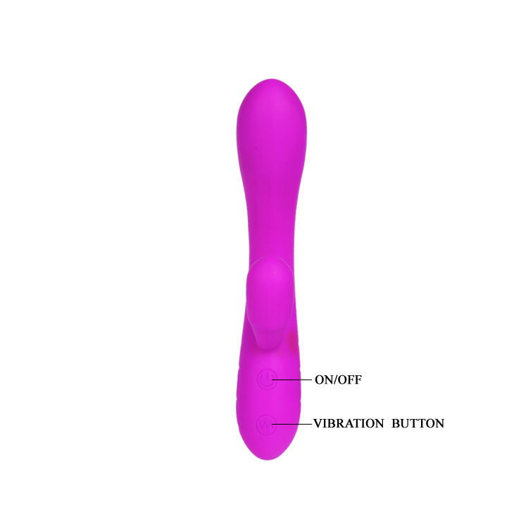 Vibratore intelligente Pretty Love Victor con stimolatore clitoride, design elegante e funzionale, in uso su una superficie morbida