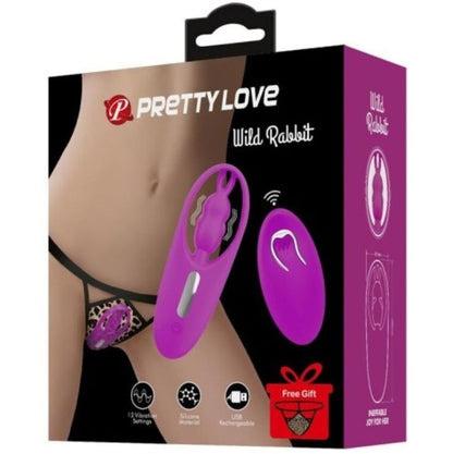 Stimolatore per mutandine Pretty Love Smart Wild Rabbit Lilla con telecomando, design elegante e color lilla, ideale per il piacere.