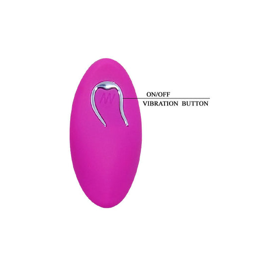 Telecomando per uovo vibrante PRETTY LOVE SMART con batteria da 12V, mostrato con pulsanti e design elegante.