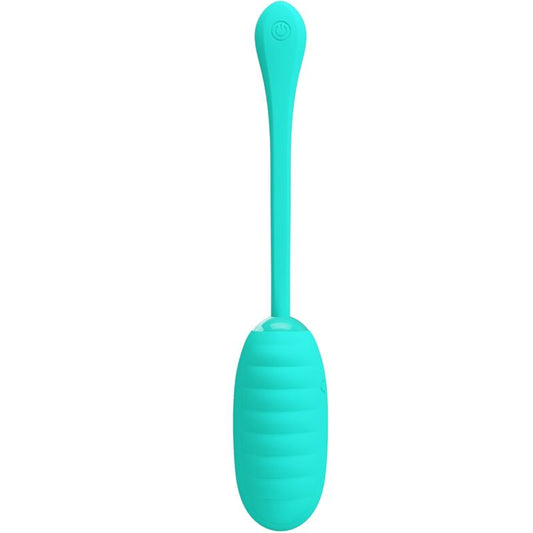 Uovo vibrante ricaricabile PRETTY LOVE SMART Kirk in colore verde acqua, design elegante e funzionale per il piacere personale.