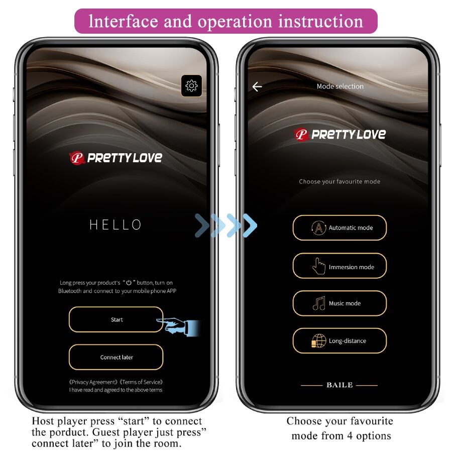 Vibratore controllato da app Pretty Love Leviathan viola con design ergonomico, marca Pretty Love Smart, per stimolazione intensa.