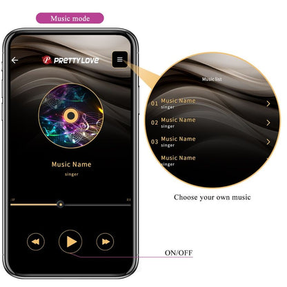 Vibratore controllato da app Pretty Love Leviathan viola, con design ergonomico e dettagli colorati, prodotto da Pretty Love Smart.