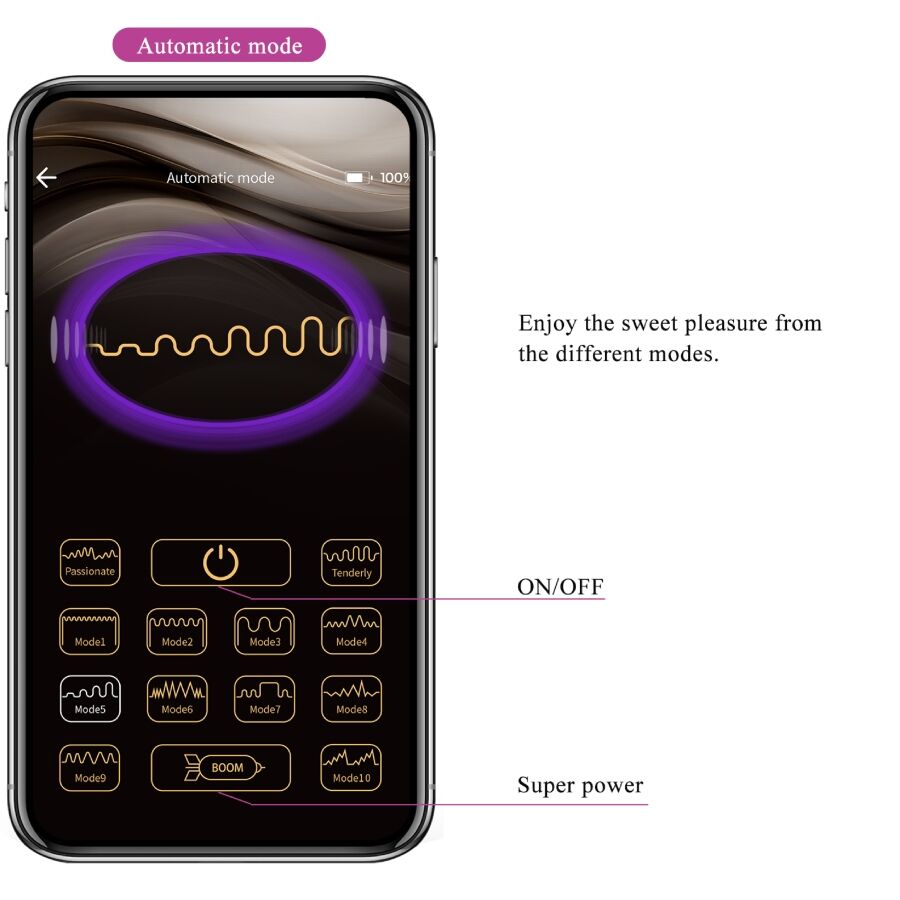Vibratore controllato da app Pretty Love Leviathan viola di marca Pretty Love Smart, con design ergonomico e dettagli colorati.