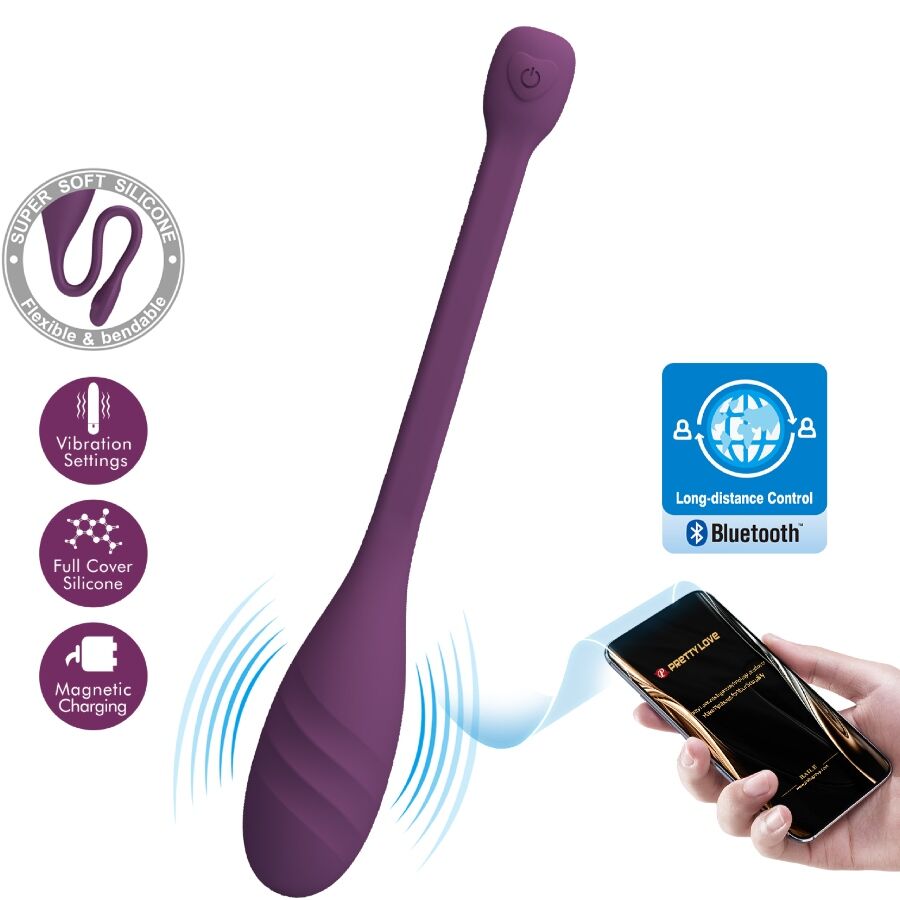 Vibratore controllato da app Pretty Love Leviathan viola, design elegante, con stimolazione variabile e dettagli in silicone.