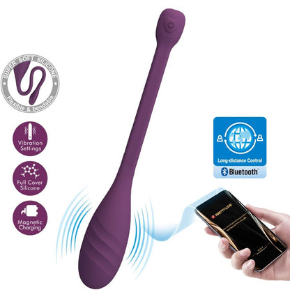 Vibratore controllato da app Pretty Love Leviathan viola, design elegante, con stimolazione variabile e dettagli in silicone.