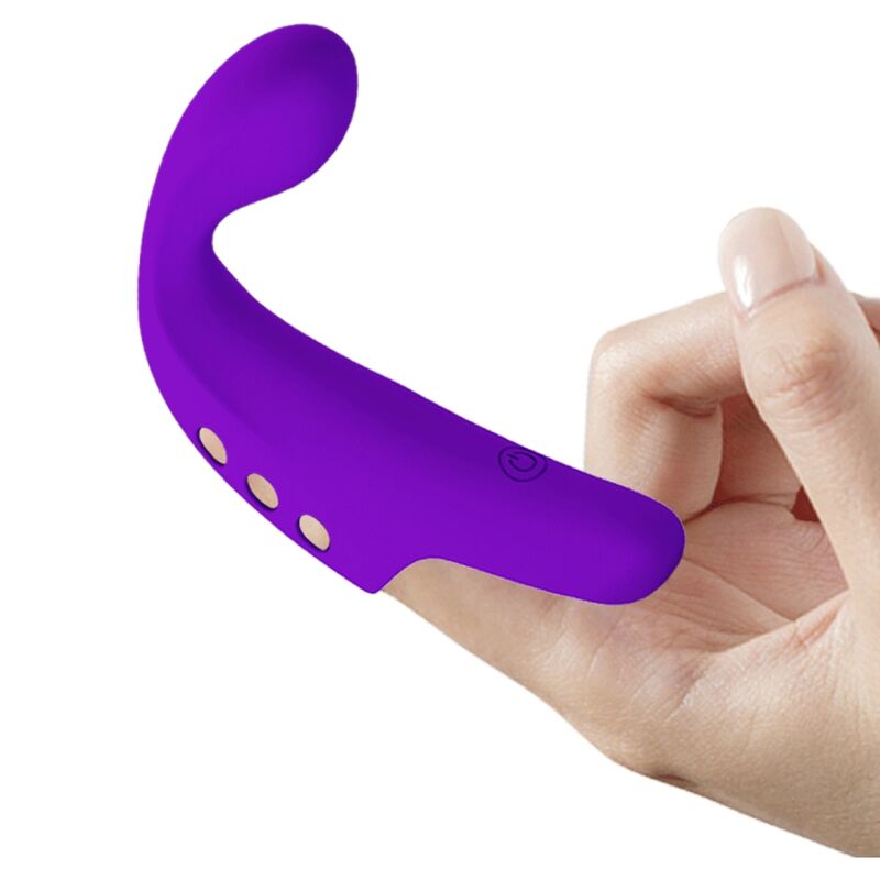 Vibratore da dita ricaricabile Pretty Love Gorgon viola, con design compatto e dettagli ergonomici, marca Pretty Love Smart.
