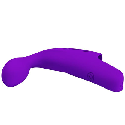 Vibratore da dita ricaricabile Pretty Love Gorgon viola, piccolo e potente, con design ergonomico e superficie liscia.