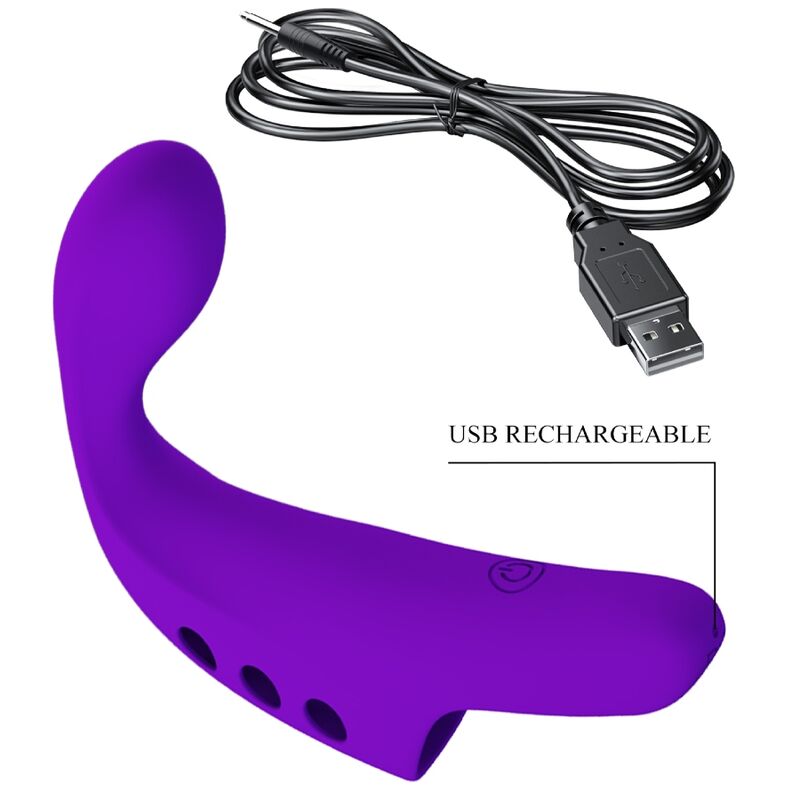 Vibratore da dita ricaricabile Pretty Love Gorgon viola, design compatto e ergonomico, con superficie liscia e dettagli eleganti.