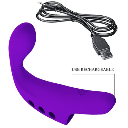 Vibratore da dita ricaricabile Pretty Love Gorgon viola, design compatto e ergonomico, con superficie liscia e dettagli eleganti.