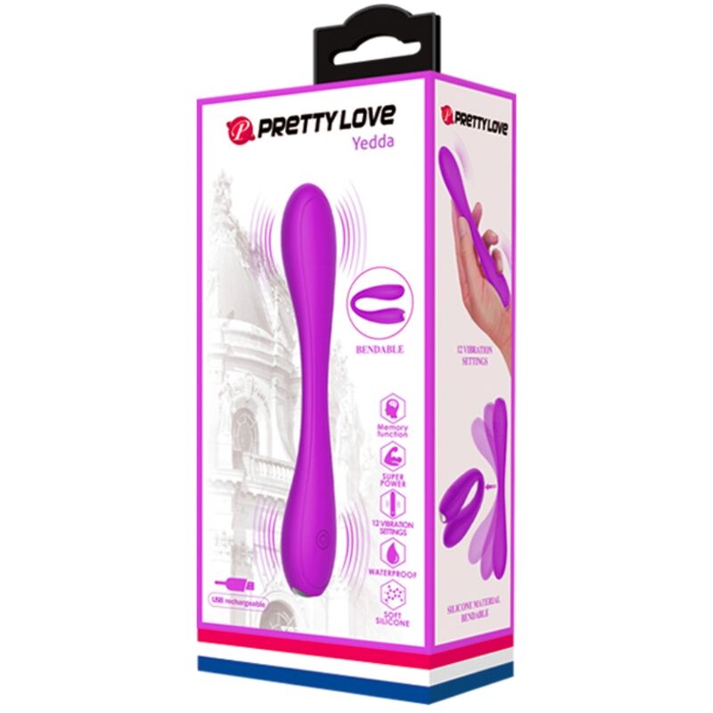 Vibratore flessibile Pretty Love Yedda di PRETTY LOVE SMART, con design ergonomico e dettagli morbidi per stimolazione comfort.