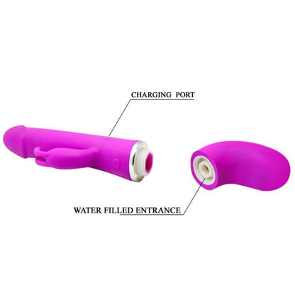 Vibratore Pretty Love Henry con 12 modalità di vibrazione e funzione squirting, design ergonomico e dettagli in silicone.