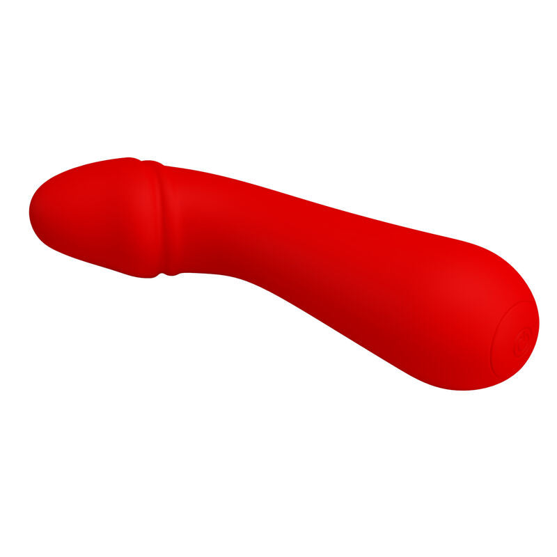 Vibratore ricaricabile Pretty Love Cetus rosso, con design elegante e superficie liscia, marchio Pretty Love Smart, visibile in immagine.