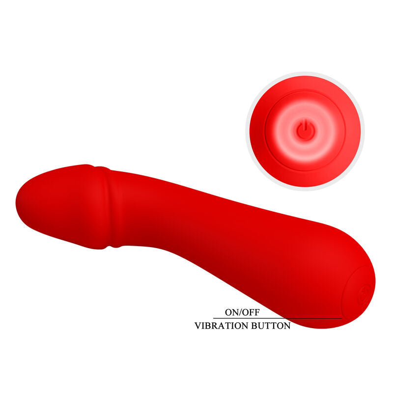 Vibratore ricaricabile Pretty Love Cetus rosso con design ergonomico, ideale per stimolazione e piacere personale.