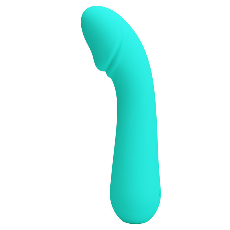 Vibratore ricaricabile Pretty Love Cetus Verde Acqua con design ergonomico e superficie liscia, ideale per stimolazione personale.