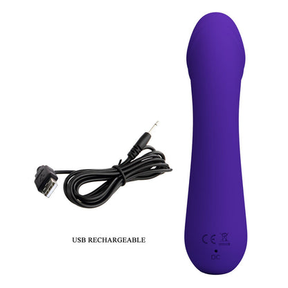 Vibratore ricaricabile Pretty Love Cetus viola, design elegante, superficie liscia e dettagli ergonomici per piacere intenso