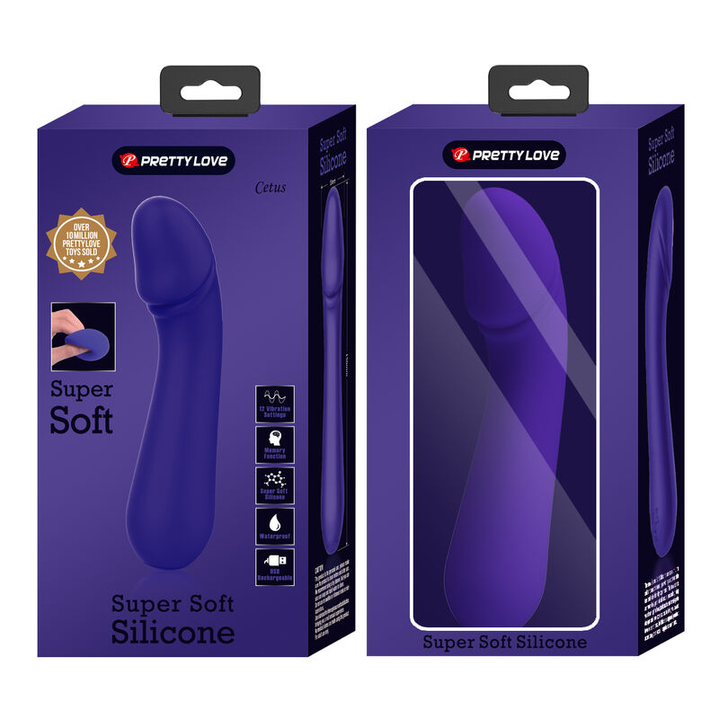 Vibratore ricaricabile Pretty Love Cetus viola, design elegante e ergonomico, marca Pretty Love Smart, visibile in dettaglio nell'immagine.
