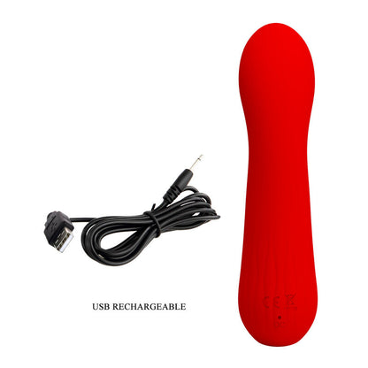 Vibratore ricaricabile PRETTY LOVE FAUN ROSSO, design elegante e compatto, con superficie liscia e dettagli rossi brillanti.