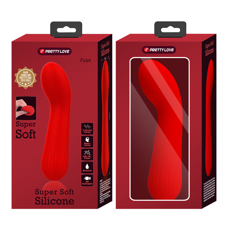 Vibratore ricaricabile Pretty Love Faun rosso con design ergonomico e dettagli eleganti, per massaggi e piacere personale.