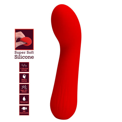 Vibratore ricaricabile Pretty Love Faun Rosso con design elegante e dettagli rossi, ideale per stimolazione personale.