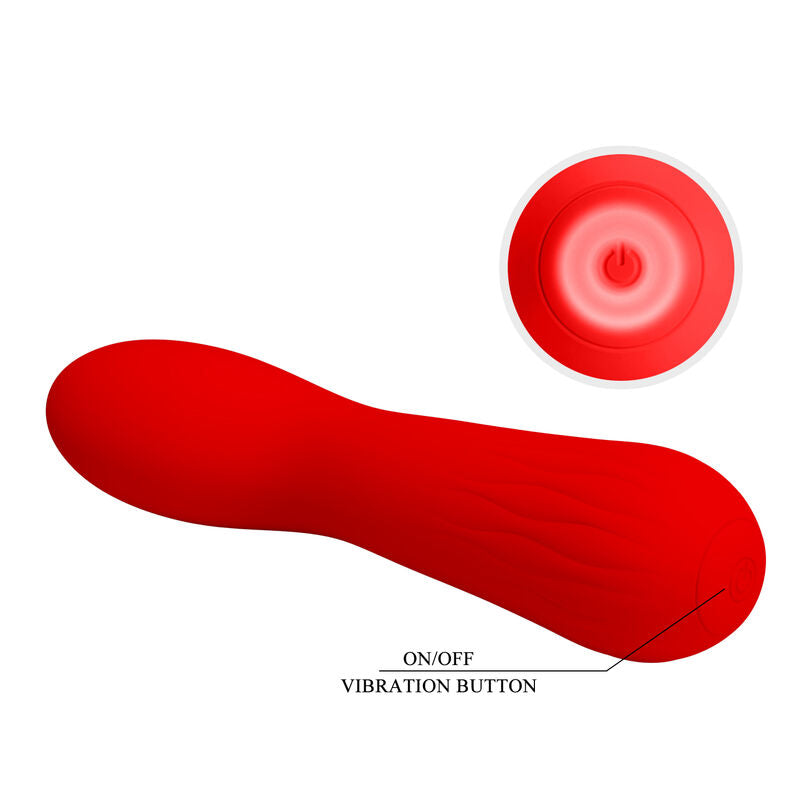 Vibratore ricaricabile PRETTY LOVE FAUN ROSSO, design elegante e compatto, con superficie liscia in rosso brillante.
