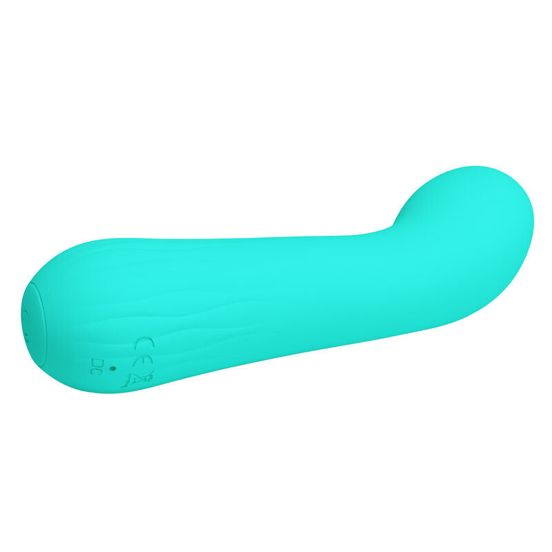 Vibratore ricaricabile Pretty Love Faun verde acqua con design ergonomico e superficie liscia, marchio Pretty Love Smart.