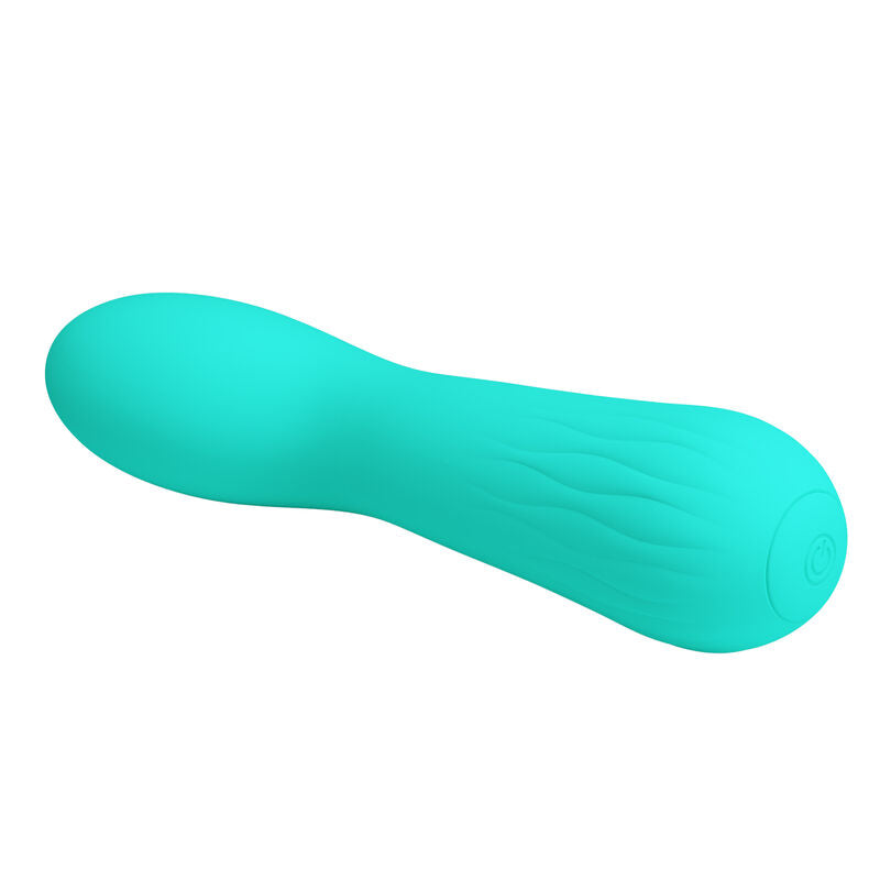 Vibratore ricaricabile PRETTY LOVE FAUN verde acqua, design ergonomico, superficie liscia e dettagli eleganti.