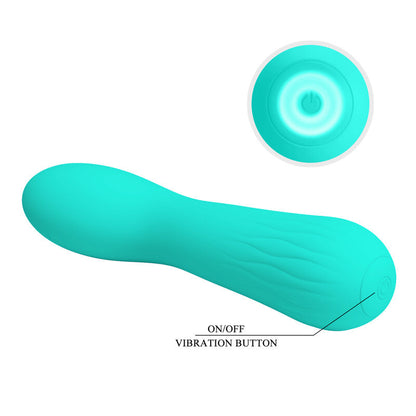 Vibratore ricaricabile Pretty Love Faun verde acqua con design ergonomico e superficie liscia, marca Pretty Love Smart.