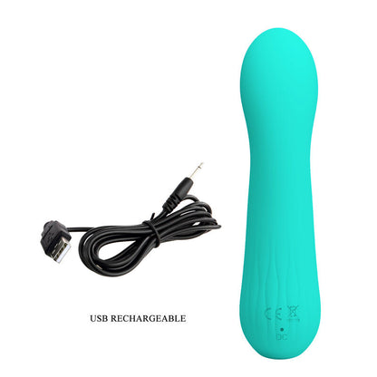 Vibratore ricaricabile Pretty Love Faun verde acqua, con design ergonomico e superficie liscia, marca Pretty Love Smart.