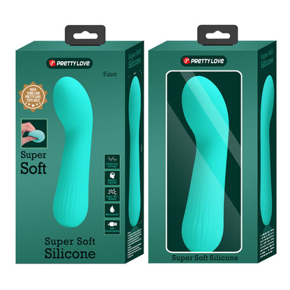 Vibratore ricaricabile Pretty Love Faun verde acqua, design elegante e compatto con superficie liscia, da usare in modo sicuro e confortevole.