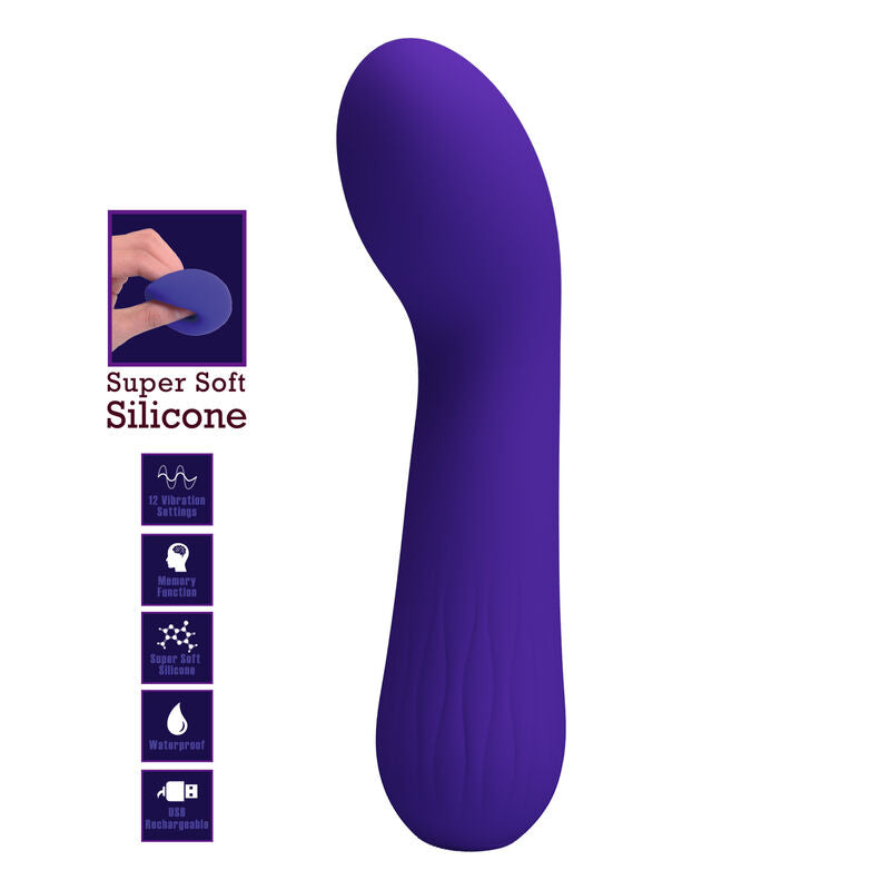 Vibratore ricaricabile PRETTY LOVE FAUN VIOLA, design elegante e compatto, con superficie liscia e dettagli sofisticati.