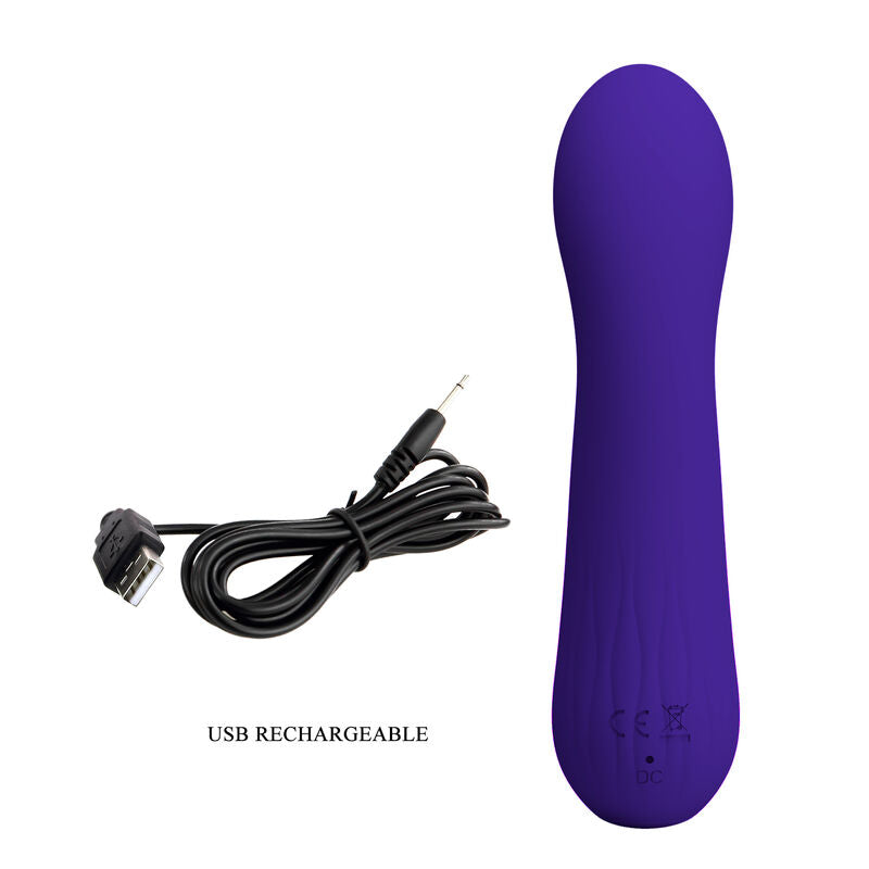 Vibratore ricaricabile Pretty Love Faun Viola, dispositivo di stimolazione elegante con design compatto e dettagli in viola.