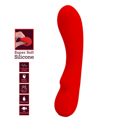 Vibratore ricaricabile Pretty Love Prescott rosso con design ergonomico e superficie liscia, per stimolazione intensa e confortevole.