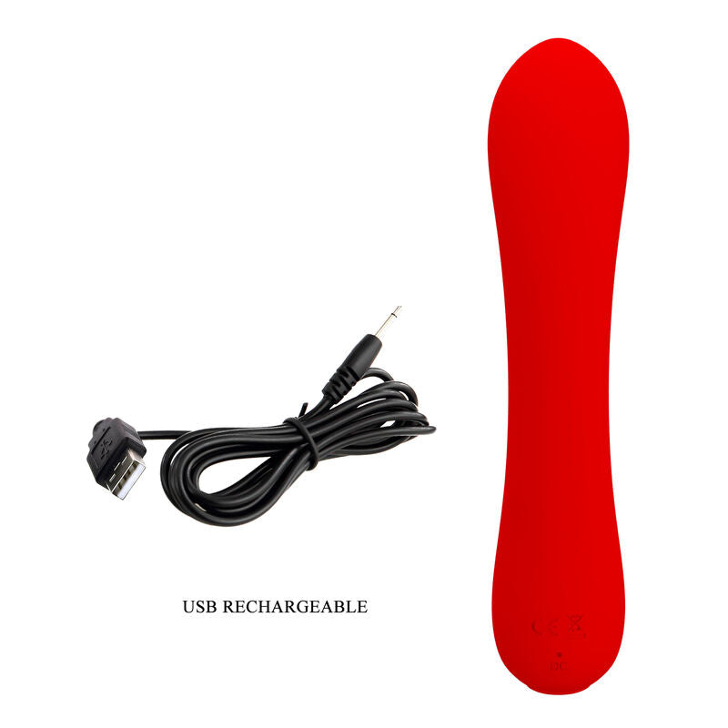 Vibratore ricaricabile Pretty Love Prescott rosso, con design elegante e superficie liscia, prodotto della linea Pretty Love Smart.