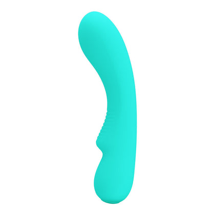 Vibratore ricaricabile Pretty Love Prescott verde acqua, silicone morbido e design ergonomico, per piacere e stimolazione.