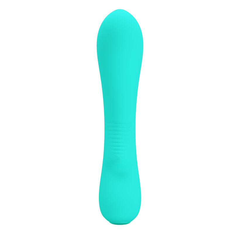 Vibratore ricaricabile Pretty Love Prescott verde acqua, con design ergonomico e superficie liscia per piacere intenso.