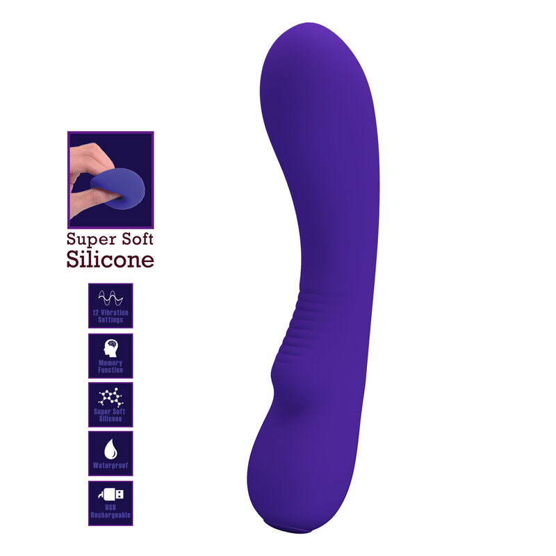 Vibratore ricaricabile Pretty Love Prescott viola, dispositivo di stimolazione personale con design elegante e compatto.
