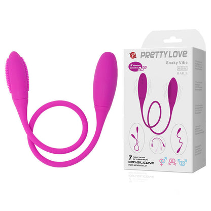 Vibratore Snakeky Deluxe 7 V di Pretty Love Smart, silicone rosa con design ergonomico e dettagli realistici.