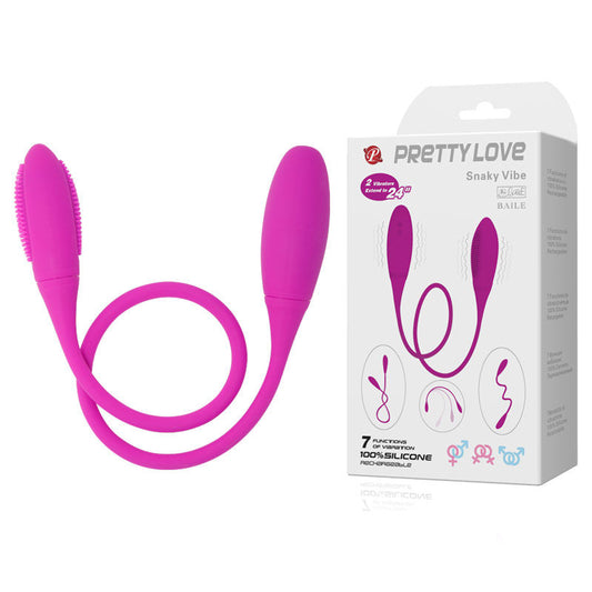 Vibratore Snakeky Deluxe 7 V di Pretty Love Smart, silicone rosa con design ergonomico e dettagli realistici.